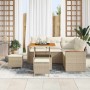 Conjunto de sofá de jardín con cojín 8 pcs Beige Poliratán