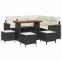 Conjunto de sofá de jardín con cojín 9 pcs Negro Poliratán