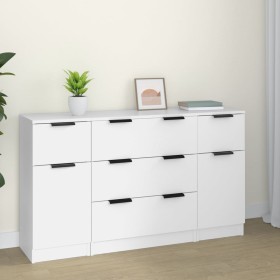 Set mit 3 Stück Sideboard aus weißem Sperrholz von vidaXL, Sideboards - Ref: Foro24-3115820, Preis: 172,67 €, Rabatt: %