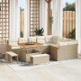 Conjunto de sofá de jardín con cojín 12 pcs Beige Poliratán