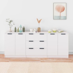 Dreiteiliges Sideboard aus weißem Sperrholz von vidaXL, Sideboards - Ref: Foro24-3115780, Preis: 191,68 €, Rabatt: %