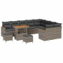 Conjunto de sofá de jardín con cojín 12 pcs Gris Poliratán
