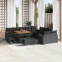 Conjunto de sofá de jardín con cojín 13 pcs Negro Poliratán