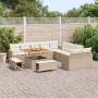 Conjunto de sofá de jardín con cojín 13 pcs Beige Poliratán