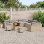 Conjunto de sofá de jardín con cojín 13 pcs Beige Poliratán