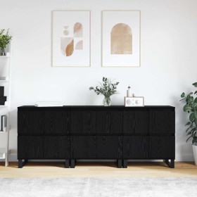 Tableros Lateral 3 pcs Roble negro 180 x 35 x 70 cm