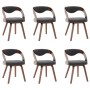 Sillas de comedor 6 unidades madera curvada y tela gris oscuro