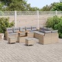 Conjunto de sofá de jardín con cojín 13 pcs Beige Poliratán