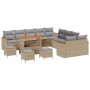Conjunto de sofá de jardín con cojín 14 pcs Beige Poliratán