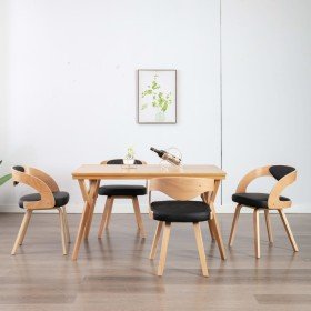 Sillas de comedor 4 uds madera curvada cuero sintético negro Sillas de comedor 4 uds madera curvada cuero sintético negro