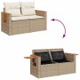 Conjunto de sofá de jardín con cojín 9 pcs Beige Poliratán