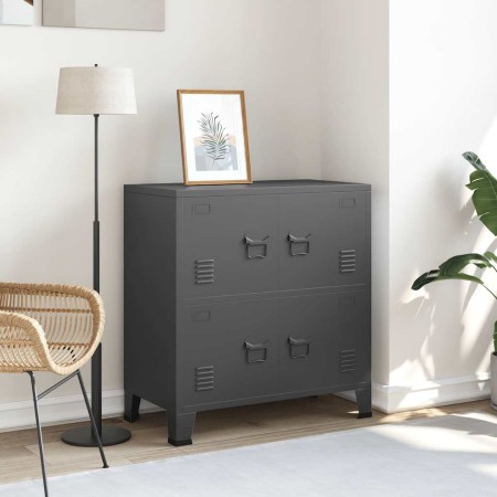 Baúl de almacenaje industrial acero antracita 75x40x80 cm