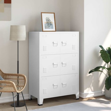 Baúl de almacenaje industrial metal blanco 75x40x115 cm