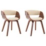 Sillas de comedor 2 uds madera curvada y cuero sintético crema