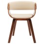 Sillas de comedor 2 uds madera curvada y cuero sintético crema