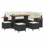 Conjunto de sofá de jardín con cojín 9 pcs Negro Poliratán