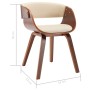 Sillas de comedor 2 uds madera curvada y cuero sintético crema