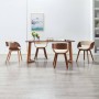 Sillas de comedor 4 uds madera curvada y cuero sintético crema