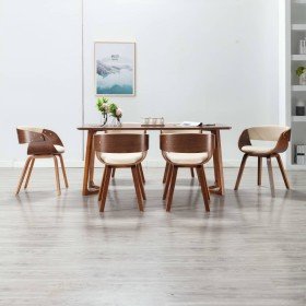 Sillas de comedor 6 uds madera curvada y cuero sintético crema Sillas de comedor 6 uds madera curvada y cuero sintético crema