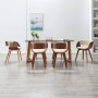Sillas de comedor 6 uds madera curvada y cuero sintético crema