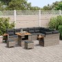 Conjunto de sofá de jardín con cojín 12 pcs Gris Poliratán
