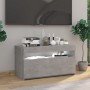Mueble de TV con luces LED gris hormigón 75x35x40 cm