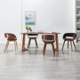 Sillas de comedor 4 unidades madera curvada y tela gris