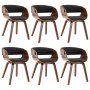 Sillas de comedor 6 uds madera curvada gris y tela