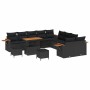 Conjunto de sofá de jardín con cojín 13 pcs Negro Poliratán