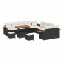 Conjunto de sofá de jardín con cojín 13 pcs Negro Poliratán