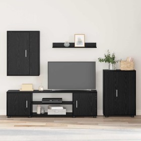 Juego de mueble de TV de 4 piezas 4 pcs Roble negro