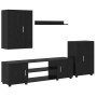 Conjunto de mueble de TV 4 pcs Roble Negro Madera contrachapada en Muebles TV | Comprar online en Foro24