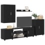 Conjunto de mueble de TV 4 pcs Roble Negro Madera contrachapada en Muebles TV | Comprar online en Foro24
