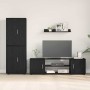 Conjunto de mueble de TV 4 pcs Roble Negro Madera contrachapada en Muebles TV | Comprar online en Foro24