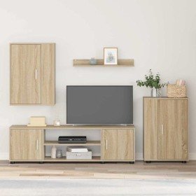 Juego de mueble de TV de 4 piezas 4 pcs Roble Sonoma