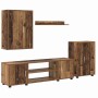 Juego de mueble de TV de 4 piezas 4 pcs Madera antigua