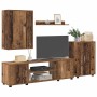 Juego de mueble de TV de 4 piezas 4 pcs Madera antigua