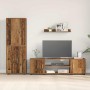 Juego de mueble de TV de 4 piezas 4 pcs Madera antigua