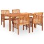 Set comedor de jardín 5 pzas y cojines madera maciza de acacia
