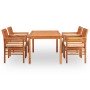 Set comedor de jardín 5 pzas y cojines madera maciza de acacia