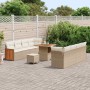 Conjunto de sofá de jardín 11 pcs Beige y Crema 80 x 80 x 71 cm