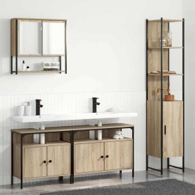 Juego de muebles de baño con estante 4 pcs Roble Sonoma Mediano