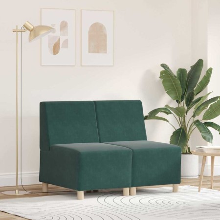 Unidad de Sofá Modular sin Brazos 2 pcs Verde oscuro