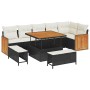 Conjunto de sofá de jardín 9 pcs Negro y crema