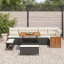 Conjunto de sofá de jardín 9 pcs Negro y crema