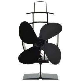 Heat Powered Stove Fan 4 Blades Black by vidaXL, Wood-burning fireplace fans - Ref: Foro24-51237, Price: 35,49 €, Discount: %