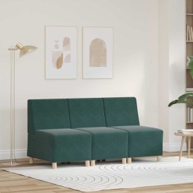 Unidad de Sofá Modular sin Brazos 3 pcs Verde oscuro