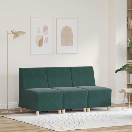 Unidad de Sofá Modular sin Brazos 3 pcs Verde oscuro