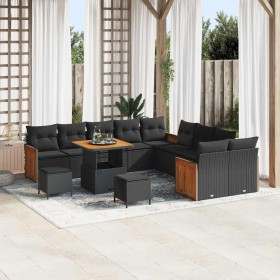 Conjunto de sofá de jardín 13 pcs Negro 80 x 80 x 71 cm