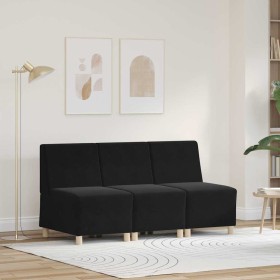 Unidad de Sofá Modular sin Brazos 3 pcs Negro 55 x 74 x 82 cm Unidad de Sofá Modular sin Brazos 3 pcs Negro 55 x 74 x 82 cm